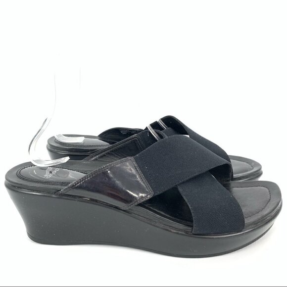 Dansko sandals size 42 11.5 - 12 black cross cross wedge platforms orthopedic - Picture 14 of 14